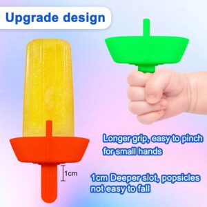 5PCS Drip Free Popsicle Holder, Reusable Silica gel Popcical Holder, Silicone burr-free safety Mess Free Frozen Treats Holder with Straw Popsicle Holder for Kids (5 colors)