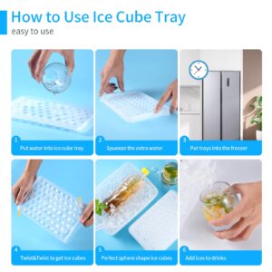 Mini Ice Cube Trays with Lid and Bin,3 Pack Ice Trays for Freezer,261 Pcs Mini Ice Maker,Ice Cube Mold,Small Round Ice Cube Tray Easy Release, Crushed Ice Trays for Chilling Drinks Coffee (Clear)