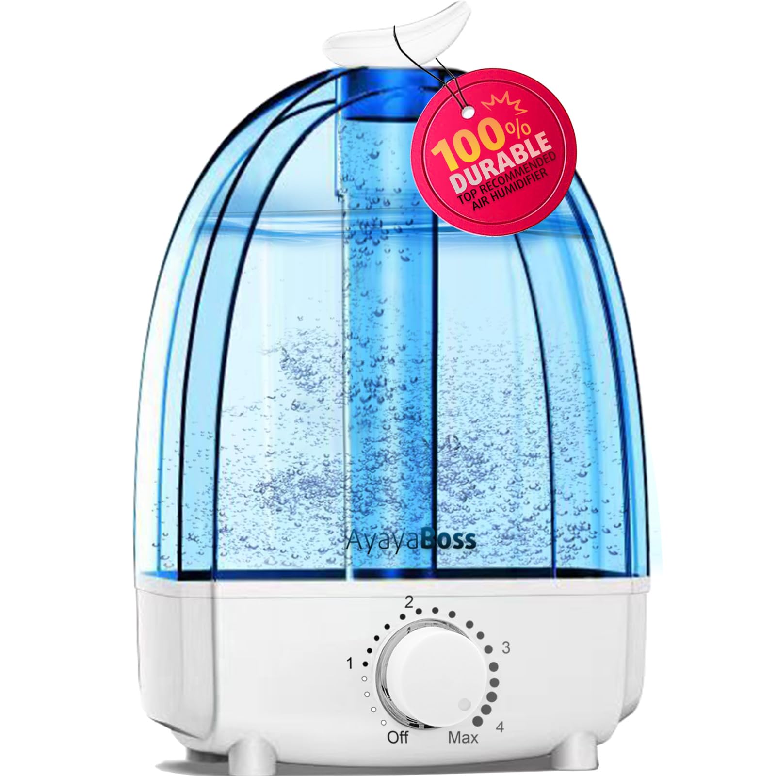 AyayaBoss Small Humidifiers for Bedroom, Ultrasonic Air Humidifiers for Home, 3.2L Cool Mist Humidifier, Auto Shut Off, 360° Nozzle for Single Room, Baby Room, Small House, Kids Nursery, Indoor Plant