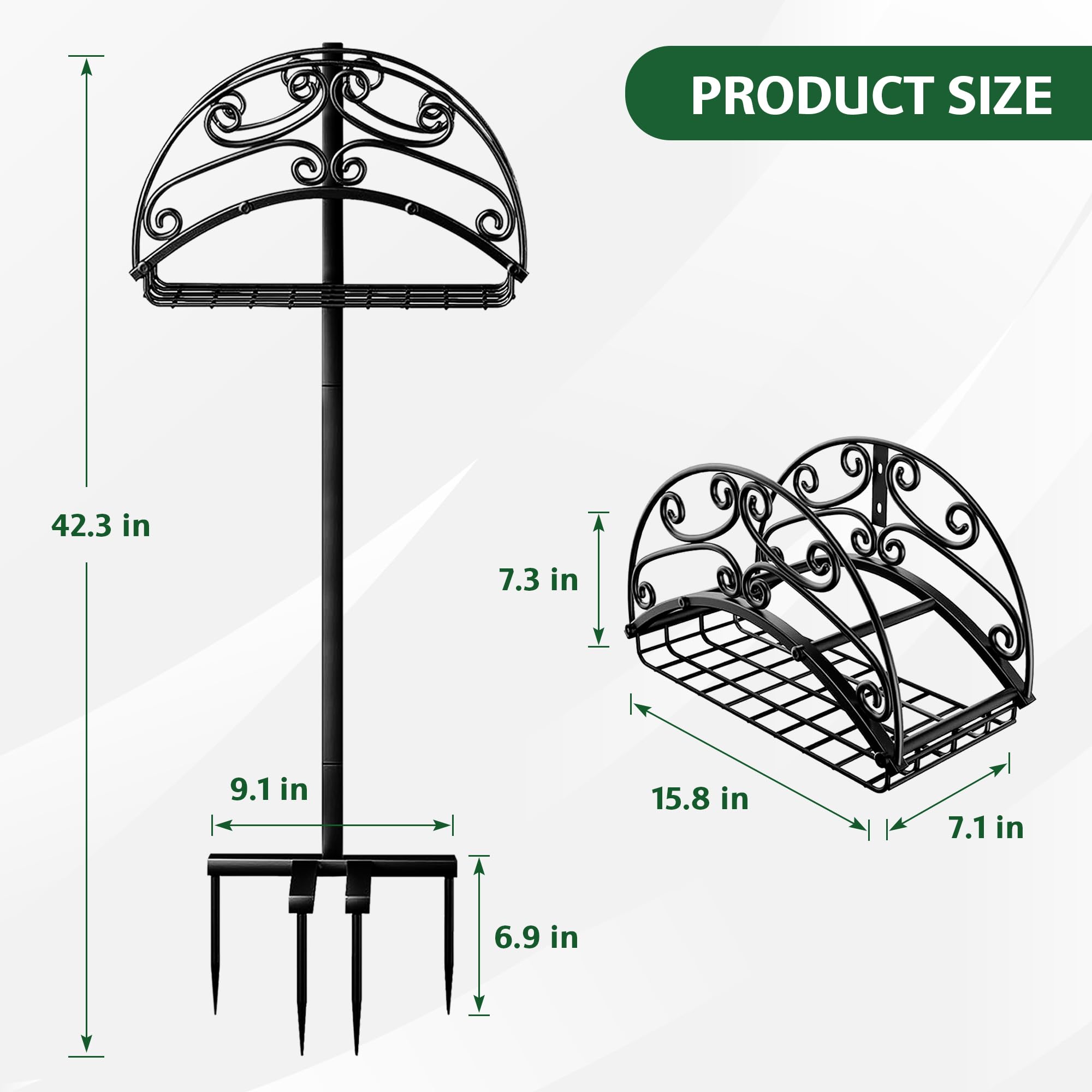 Garden Hose Holder Hose Reel, Detachable Hose Reel Heavy Duty Metal Water Hose Hanger, Freestanding Garden Hose Stand Hose Storage, Sturdy Hose Organizer for Outside