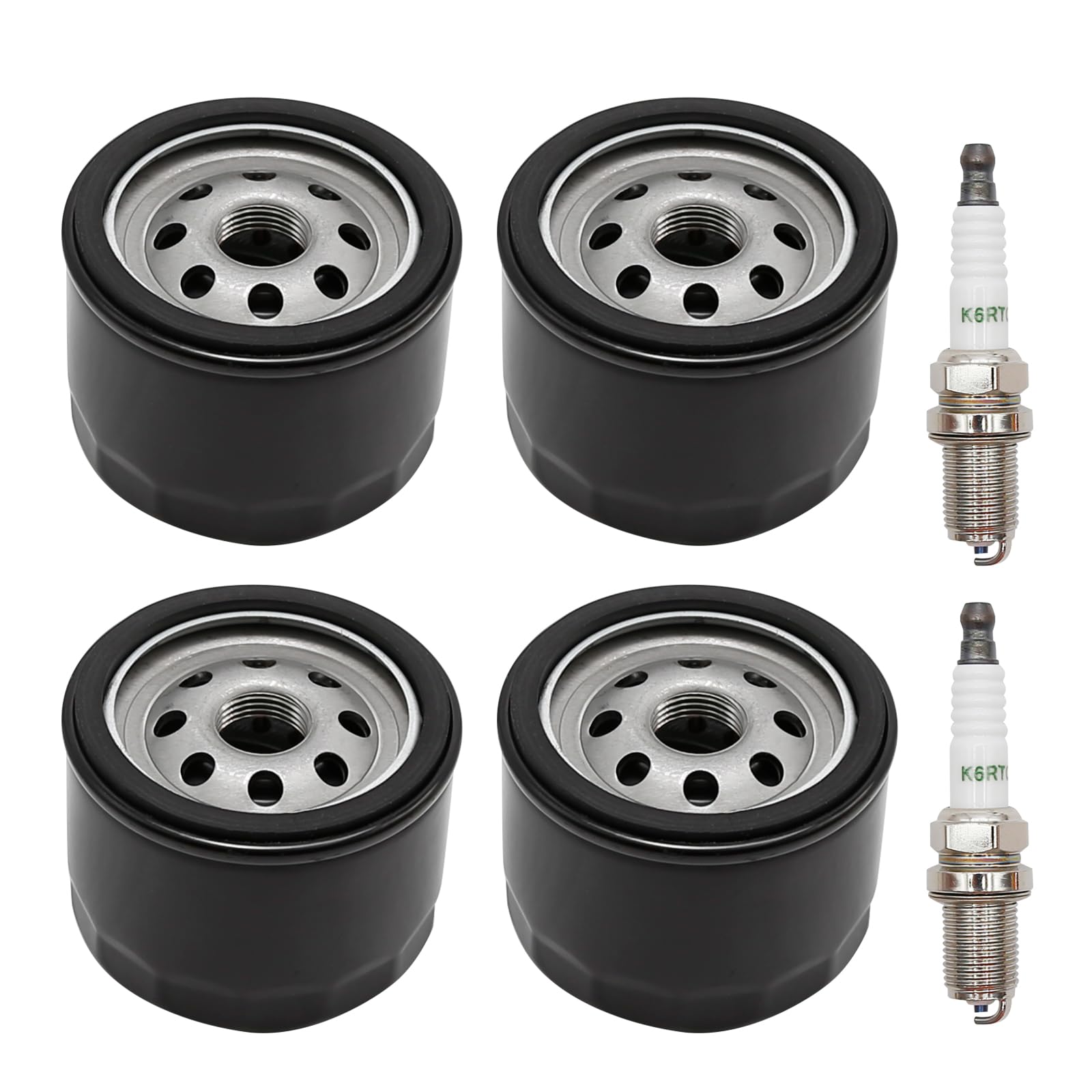 4pcs 492932 Oil Filter + 2pcs RC12YC Spark Plug Replacement for BS 492932S 492056 492932B 4049 4049H 4154 5049 5049H 5049K 5076 695396 795890 842921 Lawn Mower Oil Filter