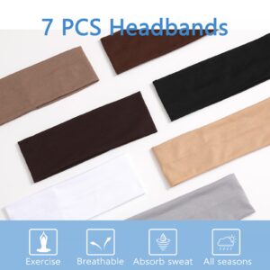 7 PCS Assorted Women's Headbands - Soft Fabric Hair Bands for Thick and Thin Hair, Cloth Headbands for Yoga, Casual Outfits and Workouts