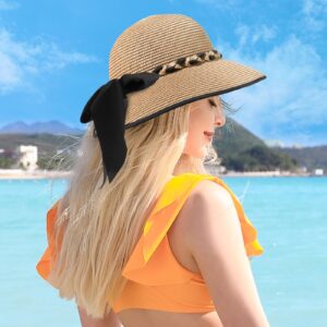 Beach Hats for Women, Straw Hat for Women UPF 50+ UV Sun Protection Foldable Sun Hat Deep Khaki