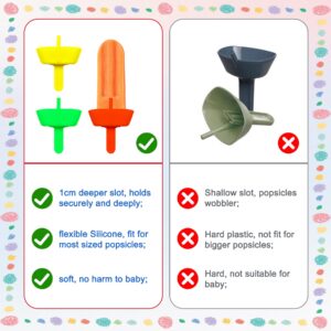 5PCS Drip Free Popsicle Holder, Reusable Silica gel Popcical Holder, Silicone burr-free safety Mess Free Frozen Treats Holder with Straw Popsicle Holder for Kids (5 colors)