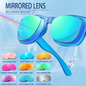 Pibupibu 20 Pack Neon Party Sunglasses Bulk, Wholesale Retro 80s Clear Colorful Mirrrored Lens Sunglasses Party Favors