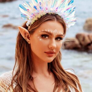 JEAIRTS Light Up Headband Led Crown Headbands Glow Rave Headpiece Flashing Costume Hair Accessories for Women