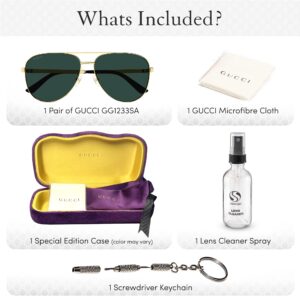 Gucci GG1233SA Designer Aviator Shape Sunglasses: Aviator Frame Eyewear with Non-Polarized Lenses - Epitome of Luxury and Style