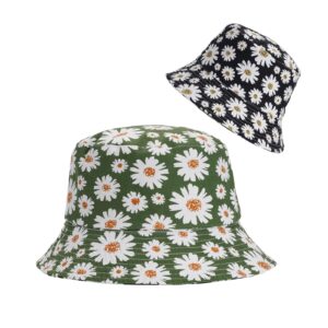 LONULAIN Reversible Bucket Hat for Women Men, Unisex Print Double-Side Wearable Summer Sun Protection Fisherman Hat/Beach Cap