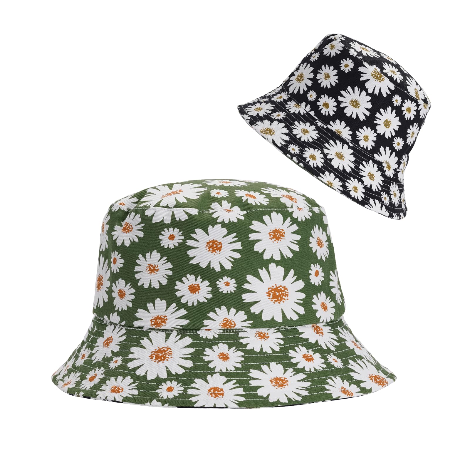 LONULAIN Reversible Bucket Hat for Women Men, Unisex Print Double-Side Wearable Summer Sun Protection Fisherman Hat/Beach Cap