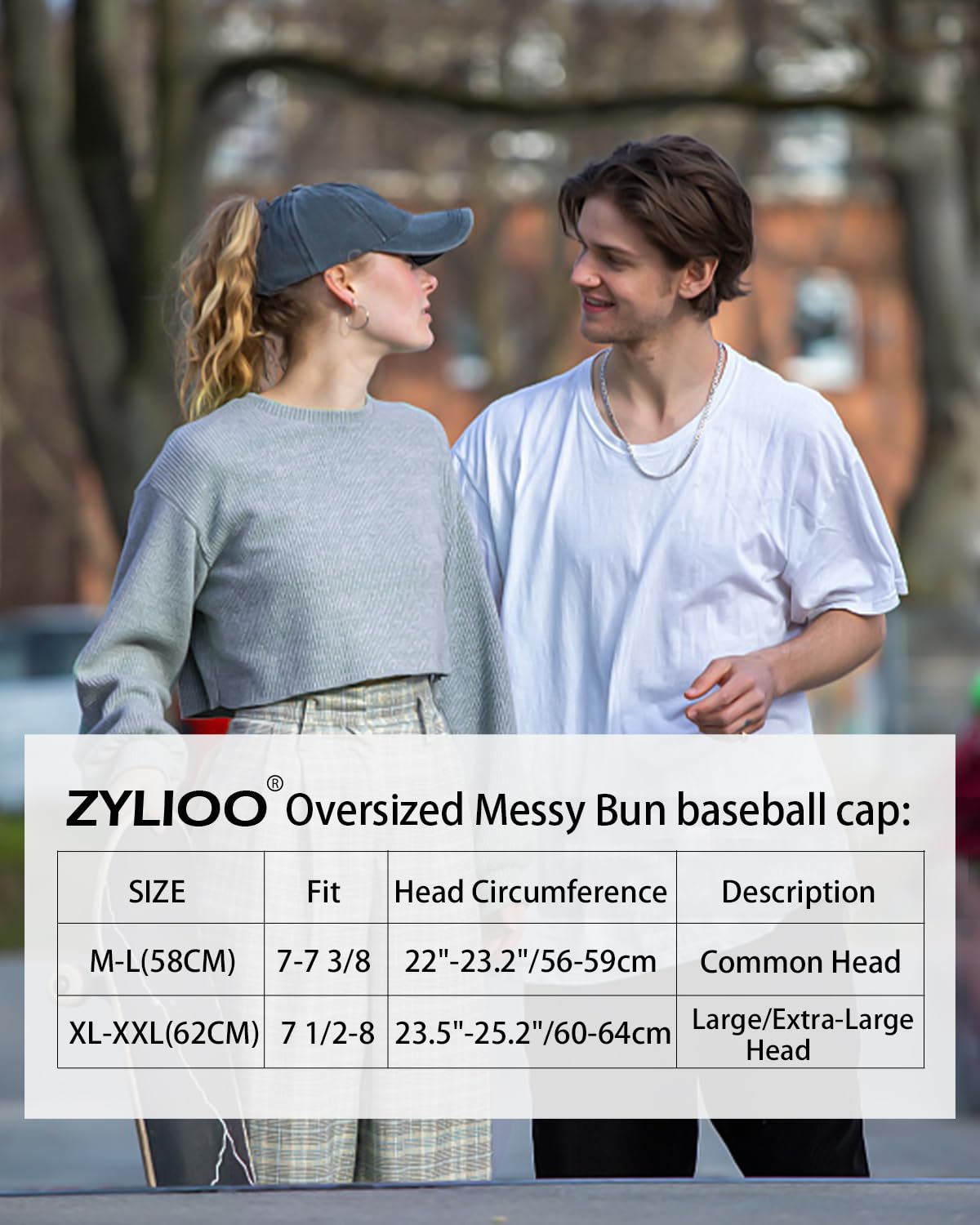 Zylioo XXL Vintage Messy Bun Ponycap,Adjustable Pigment Dyed Ponytail Baseball Hat,Denim Breathable Dad Hats