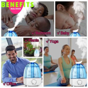 AyayaBoss Small Humidifiers for Bedroom, Ultrasonic Air Humidifiers for Home, 3.2L Cool Mist Humidifier, Auto Shut Off, 360° Nozzle for Single Room, Baby Room, Small House, Kids Nursery, Indoor Plant