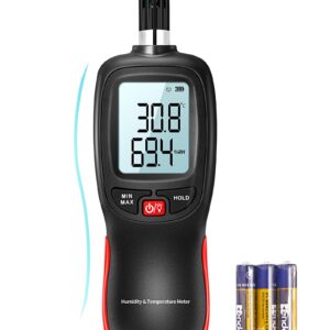 APOMONO WT83 Temperature Humidity Meter, High Precision Thermometer Hygrometer with Ambient Dew Point Wet Bulb Temperature Indoor Outdoor, Max/Min Data Hold, 1000 Sets Data Log, Batteries Included