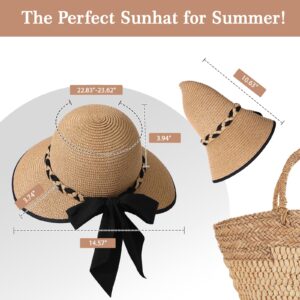 Beach Hats for Women, Straw Hat for Women UPF 50+ UV Sun Protection Foldable Sun Hat Deep Khaki