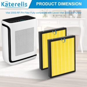 Katerelis Vital 200S Pet Allergy Air Purifier Replacement, with 1 Cleaning Brush, Compatible with LEVOIT Air Purifier Vital 200S, Vital 200S-RF-PA, 3-in-1 Filter, Part No. LRF-V201-YUS (2 PACK)