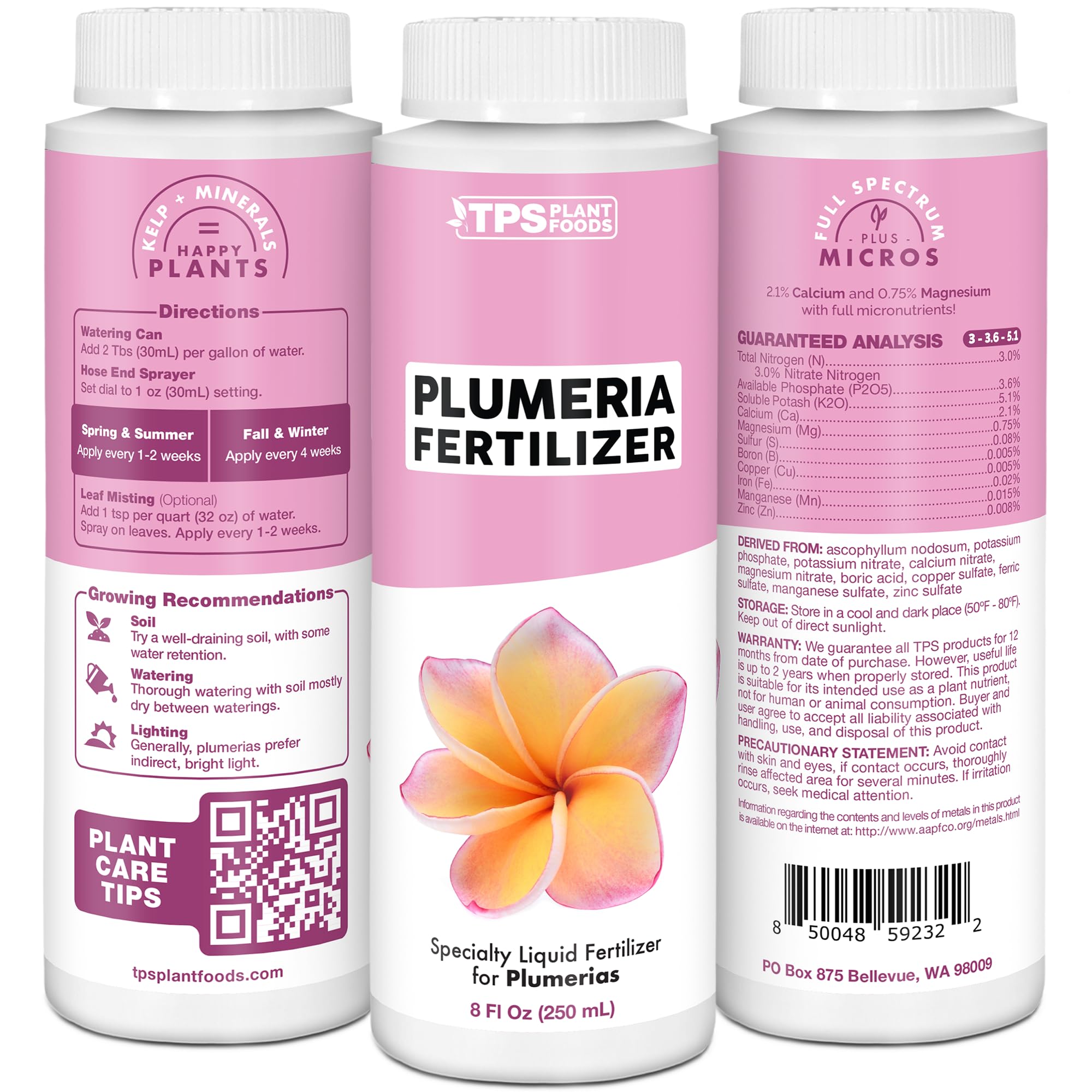 Plumeria Fertilizer for All Frangipani and Tropical Plants, Liquid Plant Food 8 oz (250mL)