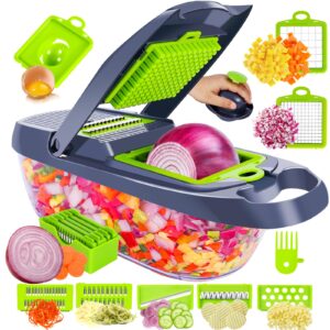 vegetable chopper, pavsrmy multifunctional 12-in-1 kitchen veggie chopper food chopper with 8 blades, pro onion chopper vegetable cutter slicer dicer with container for patato, salad, tomato, carrot