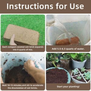 Coco Coir for Organic Coconut Coir- 2 Pack Coco Coir Brick- Coconut Soil with Low EC & PH Balance-Coco Fiber for Herbs& Flowers- High Expansion-Renewable Coco Soil for Planting