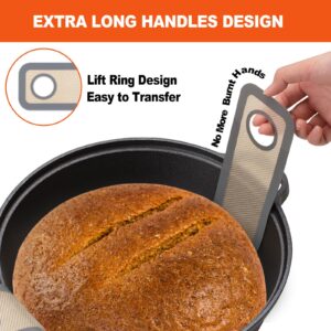 Silicone Bread Sling Oval and Round - Non-Stick & Easy Clean Reusable Oval Silicone Baking Mat for dutch oven. With Long Handles Sourdough Bread Baking mat tools supplier Liner (Gray)