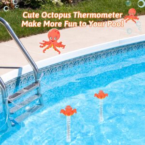 Floating Pool Thermometer, Large Display with String Easy to Read, Shatter Resistant, for Outdoor & Indoor Swimming Pools, Spas, Hot Tubs & Aquariums (Octopus)