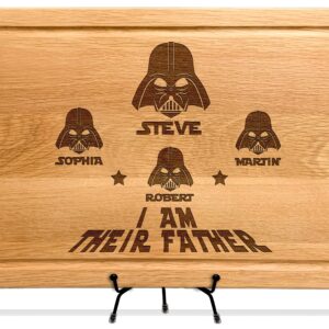 Personalized I am Their Father StarWar Dad Gift Cutting Board, Fathers Day Gifts from Kids, Funny Star War Gift, Darth Character Plaques, Custom Name Stars War Mens Gift, Gift from Daughter or Son