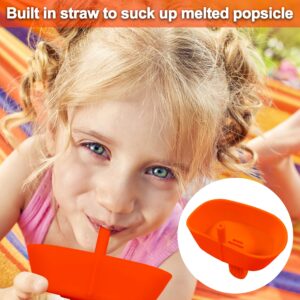 5PCS Drip Free Popsicle Holder, Reusable Silica gel Popcical Holder, Silicone burr-free safety Mess Free Frozen Treats Holder with Straw Popsicle Holder for Kids (5 colors)