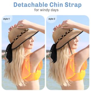 Beach Hats for Women, Straw Hat for Women UPF 50+ UV Sun Protection Foldable Sun Hat Deep Khaki