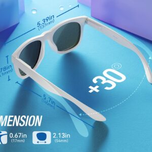 VELAZZIO Polarized Sunglasses for Men Women Fashion Sunglasses UV400 Protection Lightweight (White Frame Grey Lens)