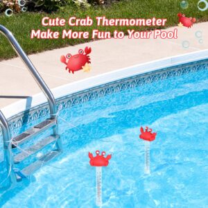 Floating Pool Thermometer, Large Display with String Easy to Read, Shatter Resistant, for Outdoor & Indoor Swimming Pools, Spas, Hot Tubs & Aquariums (Crab)