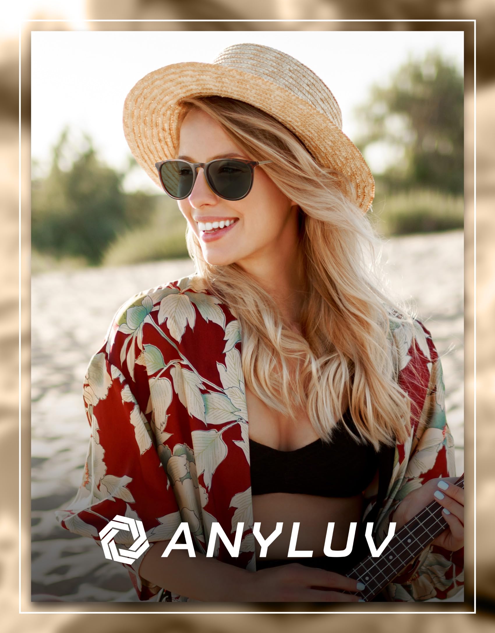 ANYLUV Womens Sunglasses Polarized Sunglasses-Womens: Trendy Sunglasses for Women 2024 UV400 Protection Round Classic Frame