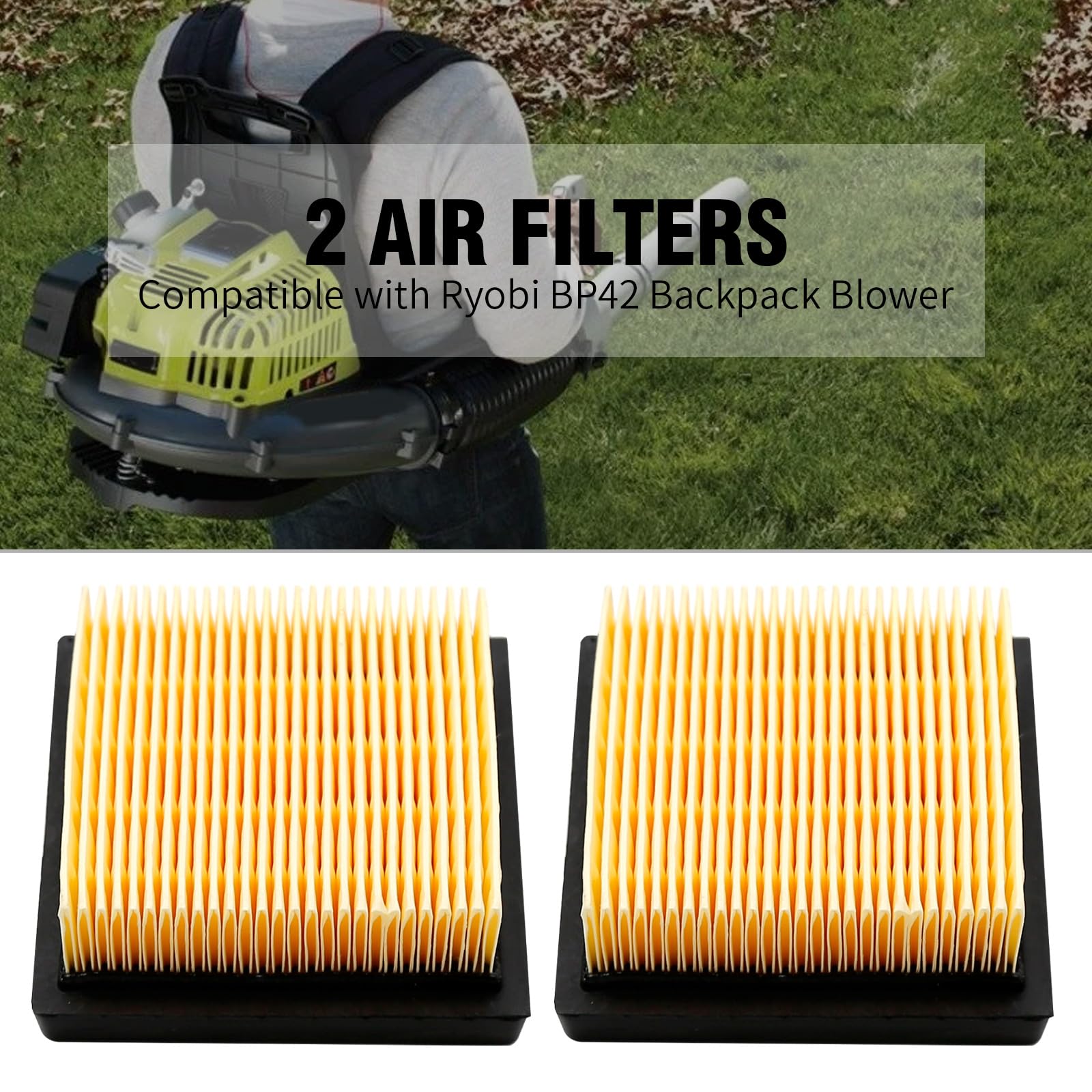 SYOWADA 2PCS 900777005 Air Filter Replacement for Ryobi RY08420 RY08420A RY42BPEMC RY42WB BP42