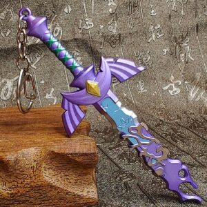 MEETCUTE Decayed MasterSword Keychain Latest,Cool Sword Key Ring for Men and Women Legend of Zeld the Tears Kingdom MasterSword Key chain Cosplay Accessories - Purple