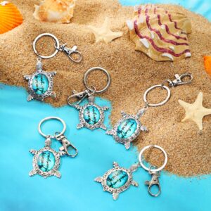 Huquary 24 Pcs Sea Turtle Keychain Inspirational Turtle Gifts for Turtle Lovers Beach Keychain Sea Turtles Key Ring Turtle Charm Inspirational Gifts Women Coworker Teachers Friend Appreciation Gifts