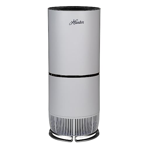 Hunter Fan Company HP670 True HEPA Air Purifier for Allergies, Removes Dust, Smoke, Mold, and Pollen, Covers up to 195 Sq. Ft., Digital Tall Tower, White