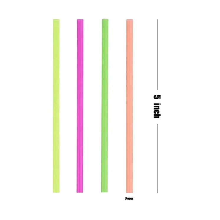 Cocktail Bar Straws for Drinks - 5 Inch Coffee & Cocktail Stirrers Straws - Plastic Drink Stirrers - Short Coffee Stir Straws Disposable Sip Stir Straws - Mini Cocktail Straws (Neon - 300 Straws)