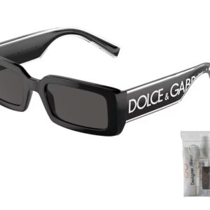 Dolce & Gabbana DG6187 501/87 53MM Black/Dark Grey Rectangular Sunglasses for Women + BUNDLE With Designer iWear Eyewear Kit