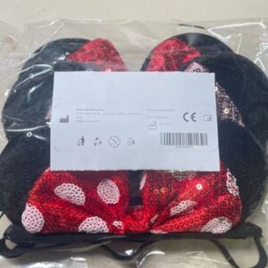 SAMARKAND Shiny Sequin Minnie Bow Headbands - Elastic, Adjustable, and Headache-Free - Glitter Mouse Ears for Girls and Women (Classic)