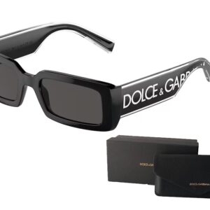 Dolce & Gabbana DG6187 501/87 53MM Black/Dark Grey Rectangular Sunglasses for Women + BUNDLE With Designer iWear Eyewear Kit