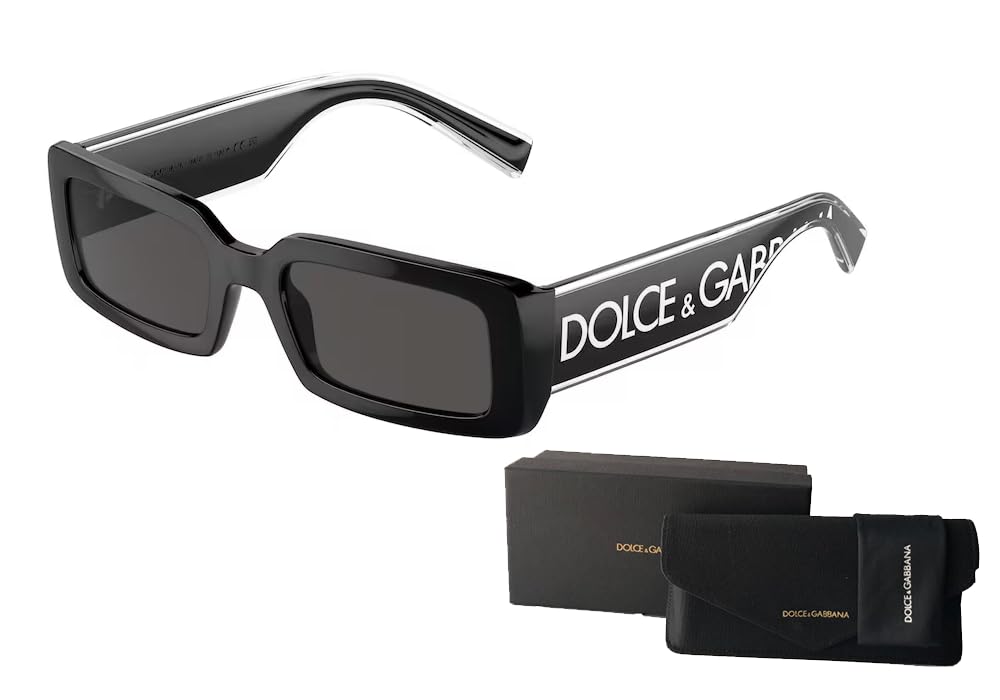 Dolce & Gabbana DG6187 501/87 53MM Black/Dark Grey Rectangular Sunglasses for Women + BUNDLE With Designer iWear Eyewear Kit