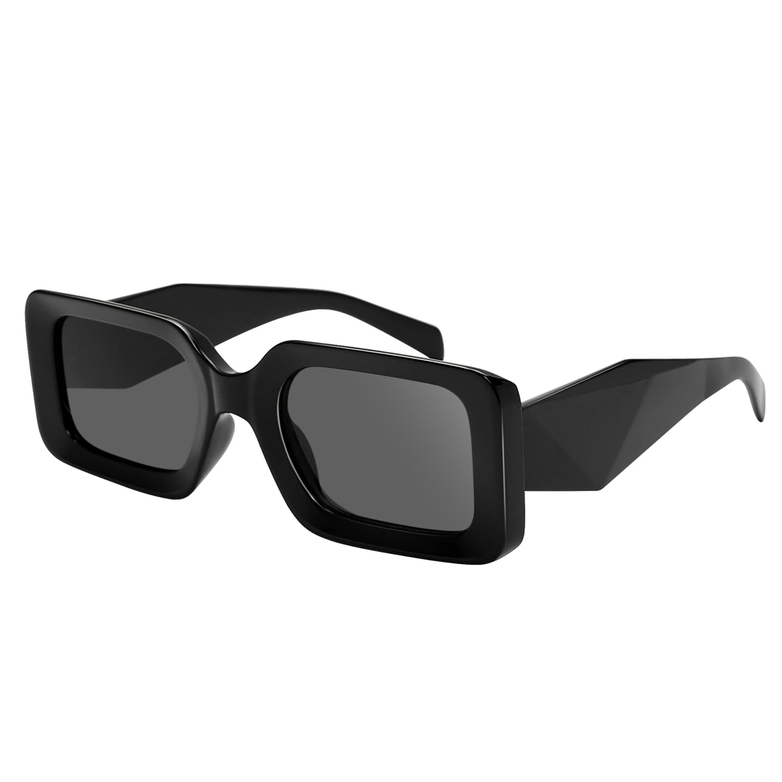 Rectangle Sunglasses for Women Men- Black Shades Trendy Retro Square glasses Fashion 90s Eyewear