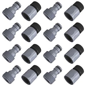 liulo tool 8 sets garden hose quick connector, 3/4 inch plastic water hose fittings male and female connectors hose adapters