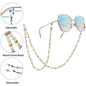 LuReen Stylish Eyeglass Chain Sunglass Chain for Women, Natural Stone Beaded Glass Strap Glass Lanyard Around Neck Daily Wear