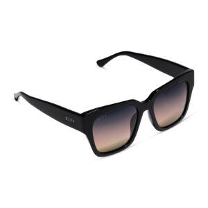 DIFF Bella II Oversized Designer Square Sunglasses for Women UV400 Protection, Black Trendy Fashion Frames