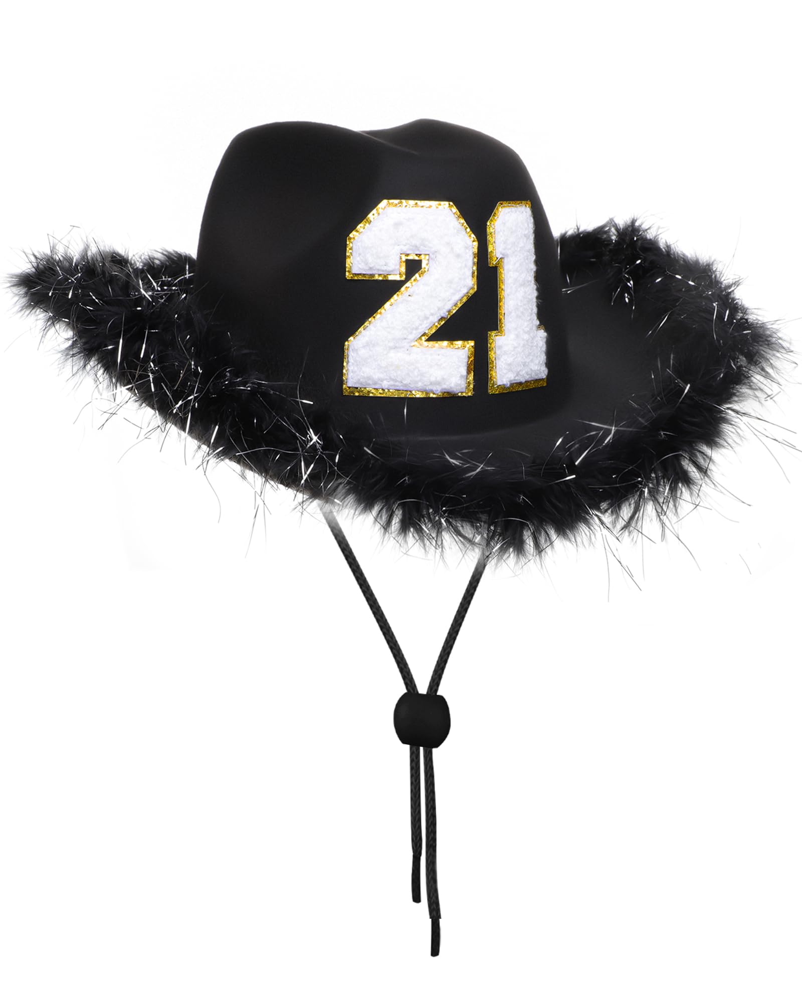 JUSTOTRY 21st Birthday Black Cowboy Hat - 21ST Birthday Outfit Gifts for Women Cowgirl Hats with Wide Brime for 21st Birthday Decorations