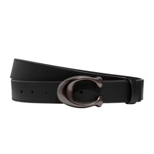 coach women's sculpted c leather belt, black