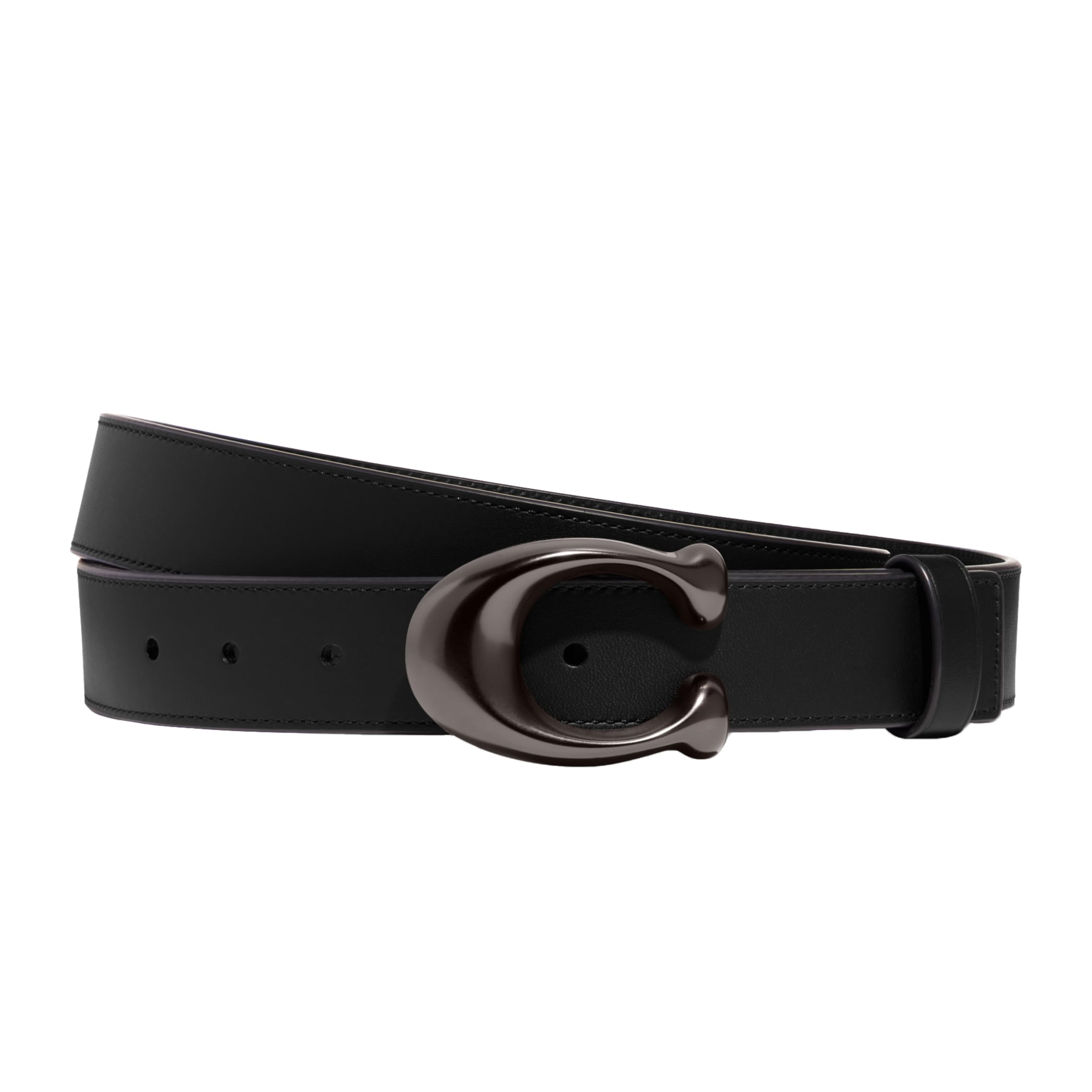 Coach Women's Sculpted C Leather Belt, Black