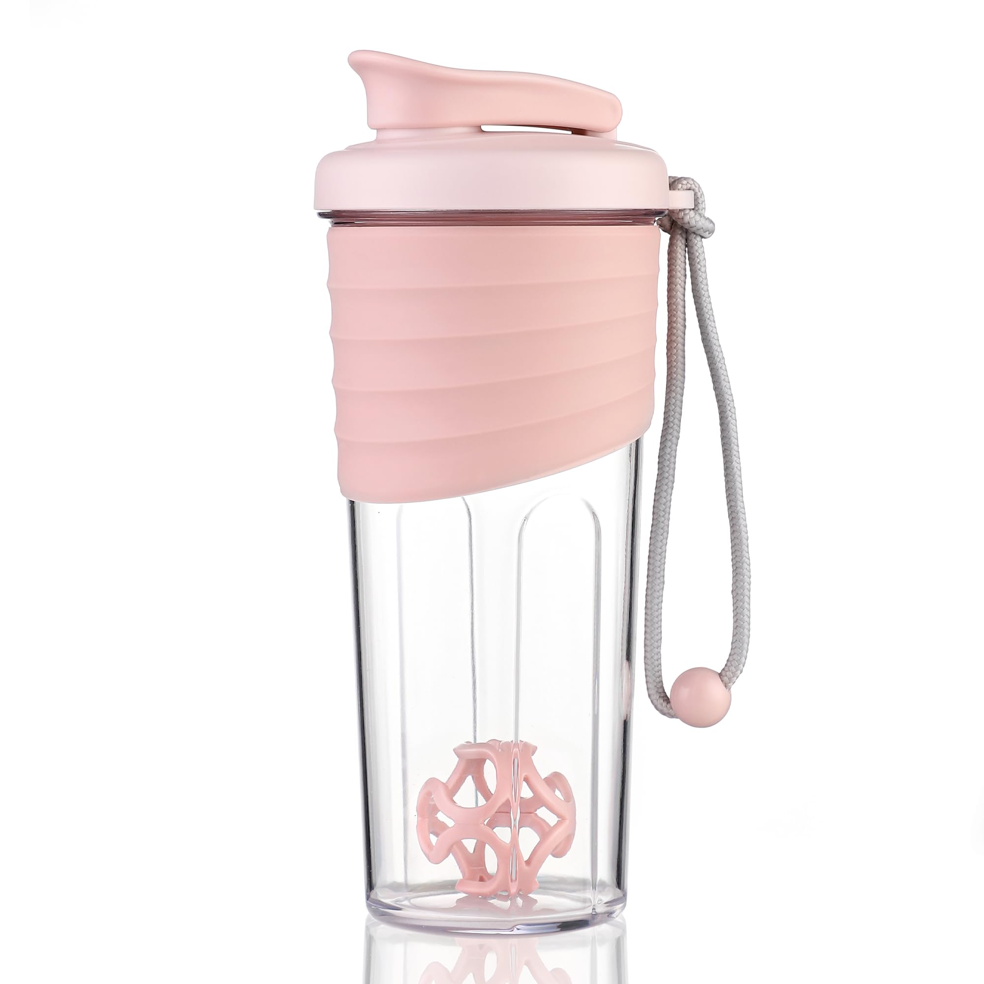 Kuoleopa Shaker Bottle for Protein Mixes，24 oz，Protein Shaker Bottles with Whisk Ball, Mixer Bottle, Protein Bottle,Portable Pre Workout Whey Protein Drink Shaker Cup，Pink