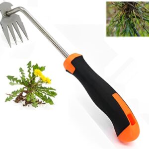 Weed Puller Tool, 2024 New Durable Garden Weed Pulling Tool, Portable Garden Weeder Tool for Vegetable Gardening Backyard Farm Planting & Weeding (Rubber Handle) (Rubber Handle, primary colour)