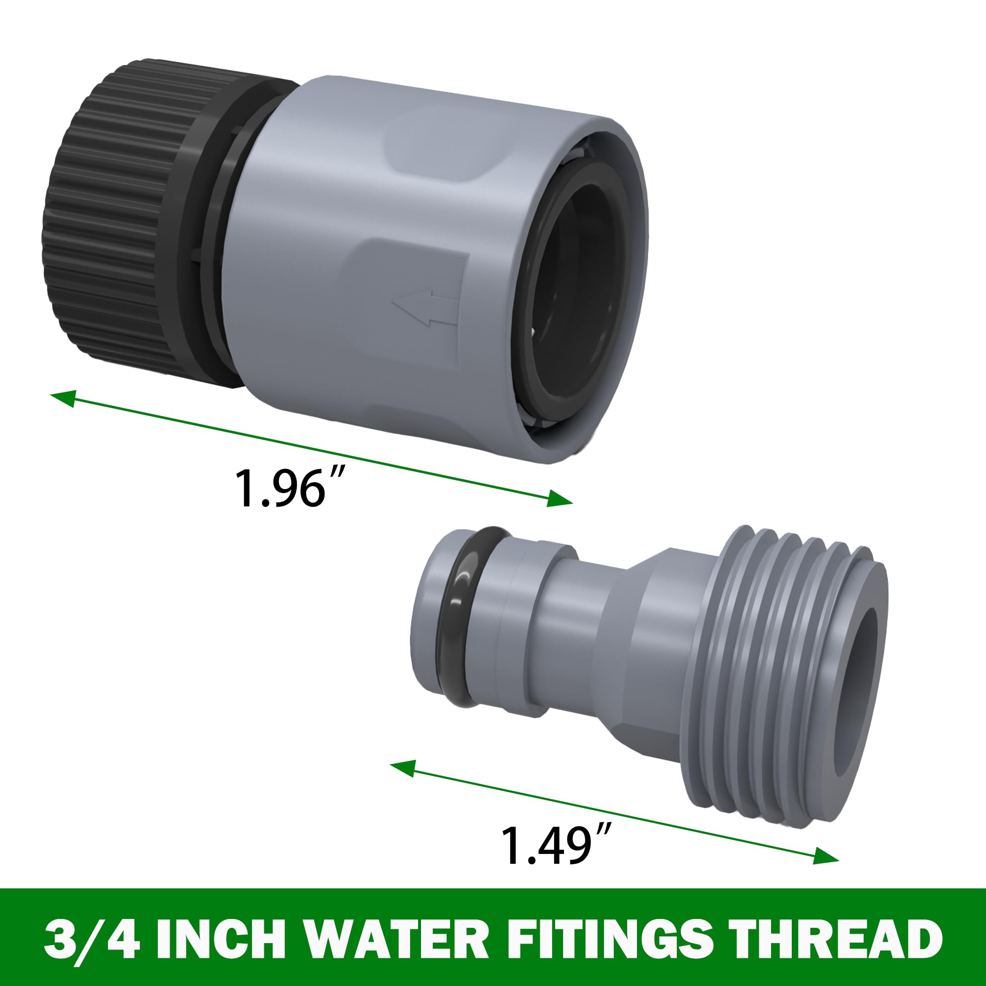 Hourleey Garden Hose Quick Connector 3/4 Inch Plastic Garden Hose Quick Connect Fittings Male and Female Connectors Water Hose End Adapters, 6 Sets