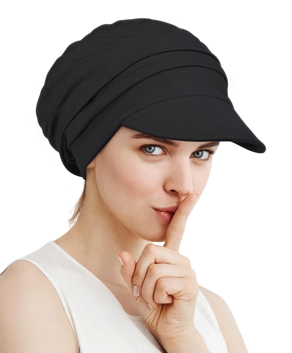 Alnorm Chemo Cancer Headwear Fashion Hat Cap with Brim Visor for Woman Ladies Black