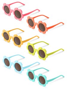 kanayu 6 pairs 5.71 inch adults flower sunglasses summer round uv protection flower glasses colorful eyewear for women men(fresh colors)